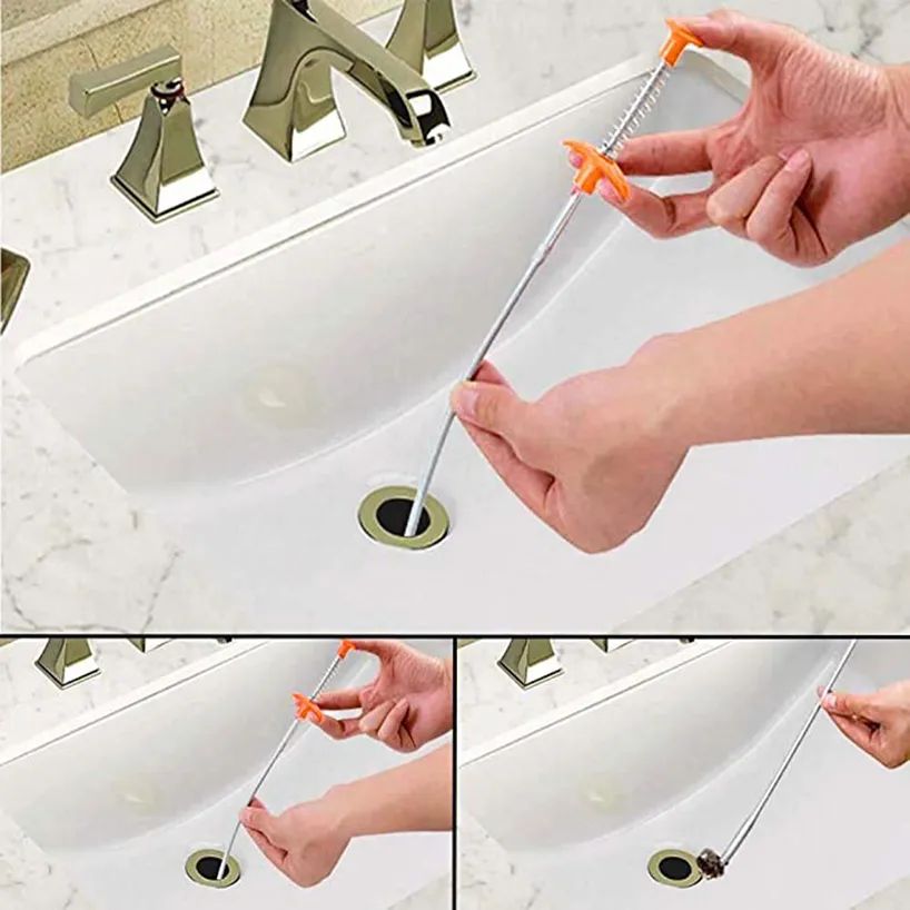 60cm Bendable Drain Clog Dredge Tools Water Sink Cleaning Hook