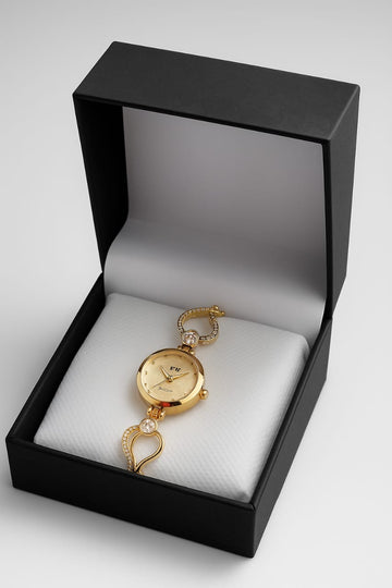 Elegant Golden Metal Watch for Women