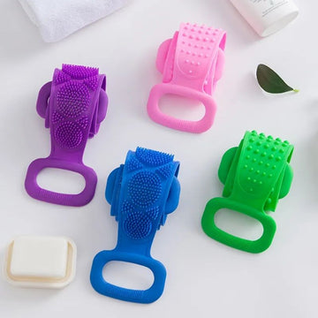 Silicone bath body brush exfoliating long silicone body back scrubber easy to clean lathers well eco friendly long lasting