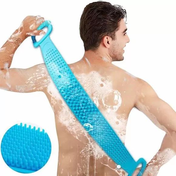Silicone bath body brush exfoliating long silicone body back scrubber easy to clean lathers well eco friendly long lasting